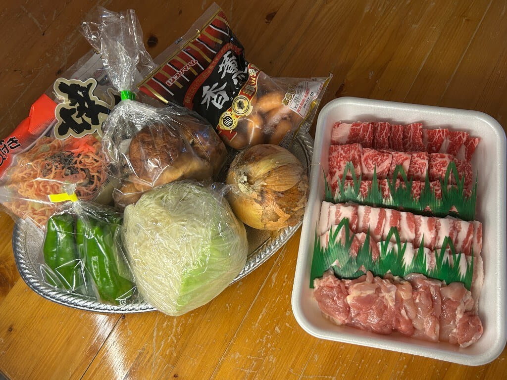 BBQプランのお肉と野菜セット